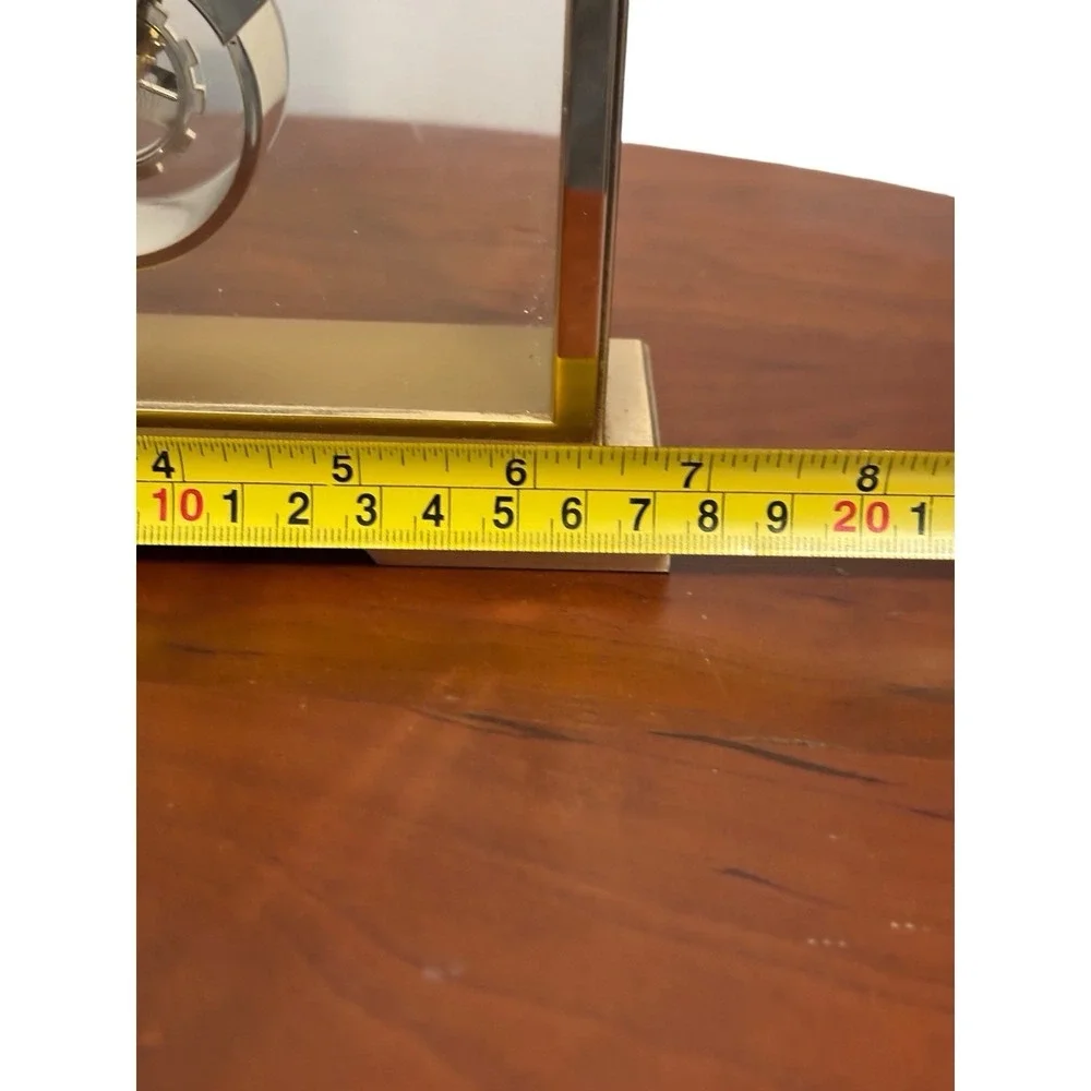 Vintage Howard Miller Clock Quartz Desk Mantle Brass Tone Glass Japan